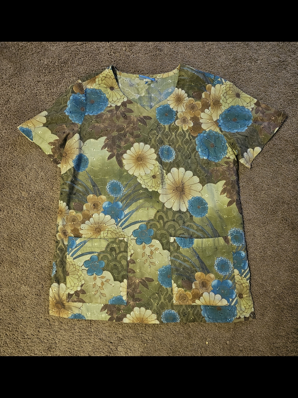 Barco Uniforms Eyelet Floral Scrub Top